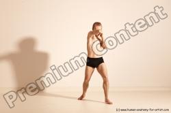 Underwear Martial art Man White Moving poses Slim Short Blond Dynamic poses Academic